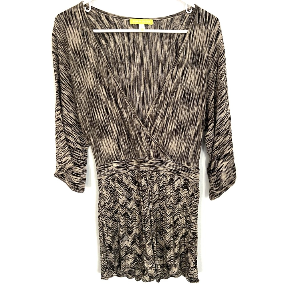 Sigrid Olsen Shirt Womens Large Surplice Tunic 3/4 Sleeve Rayon Print EUC
